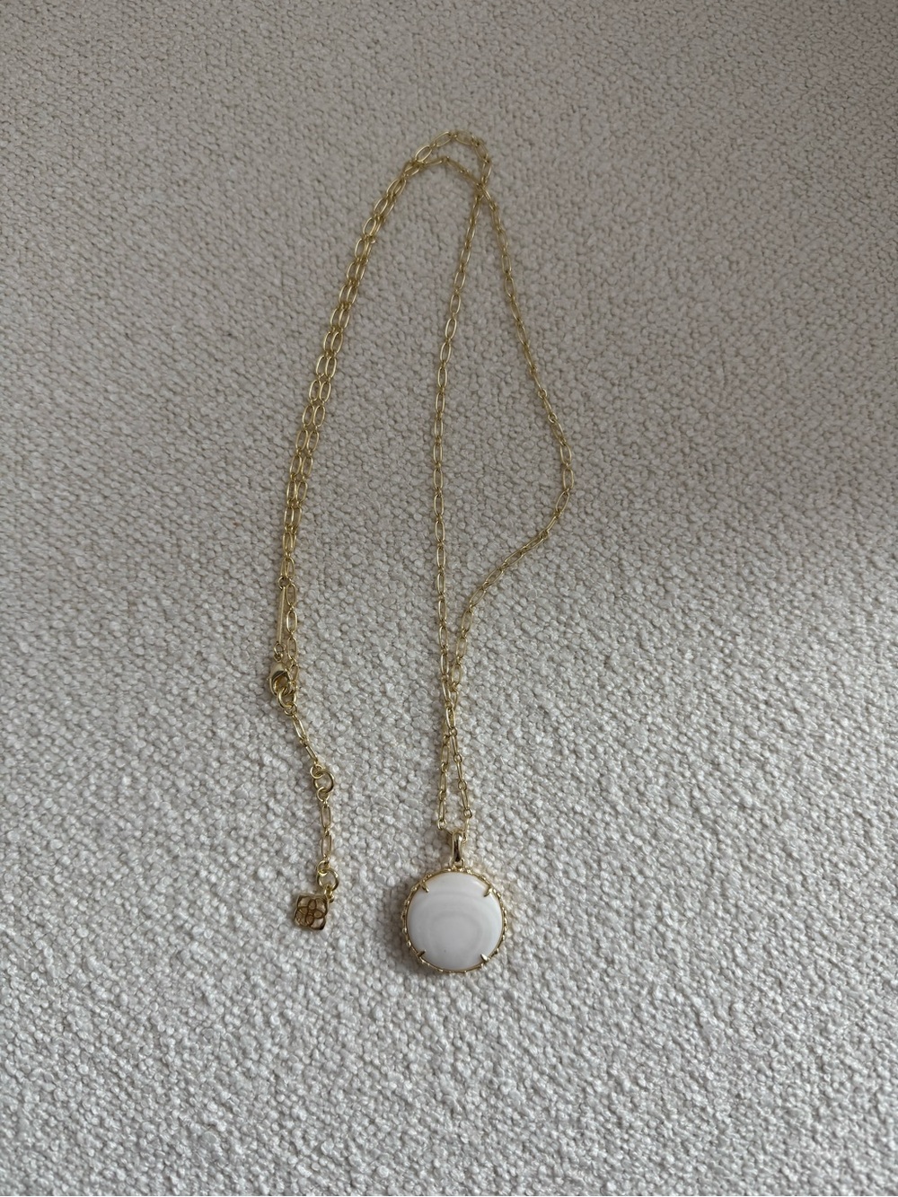 Kendra Scott Gold Necklace with White Round Pendant Accent